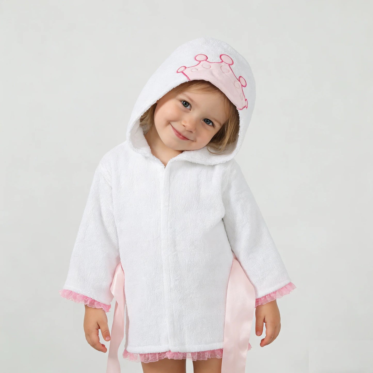 Girl Bathrobe Wash Waddle Princess Crown Hooded Towel Terry Newborn Blankets Bath Robes 0-5Years Ultra Absorbent