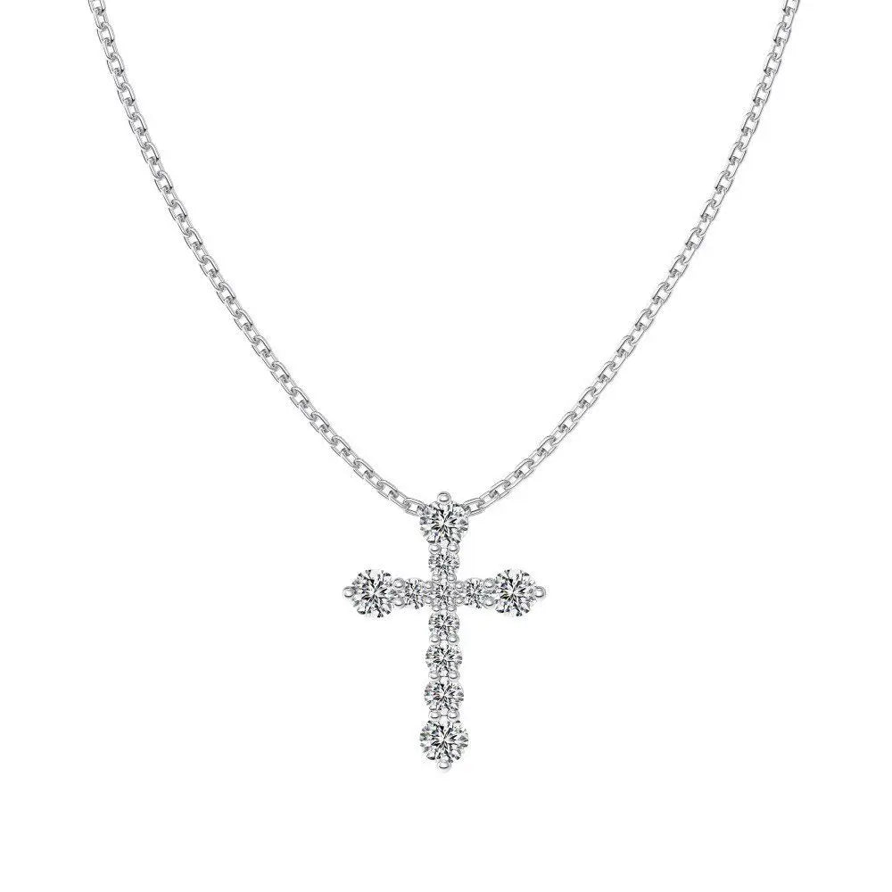 Cultivate diamond high-end cross necklace 925 pure silver K gold lock bone chain
