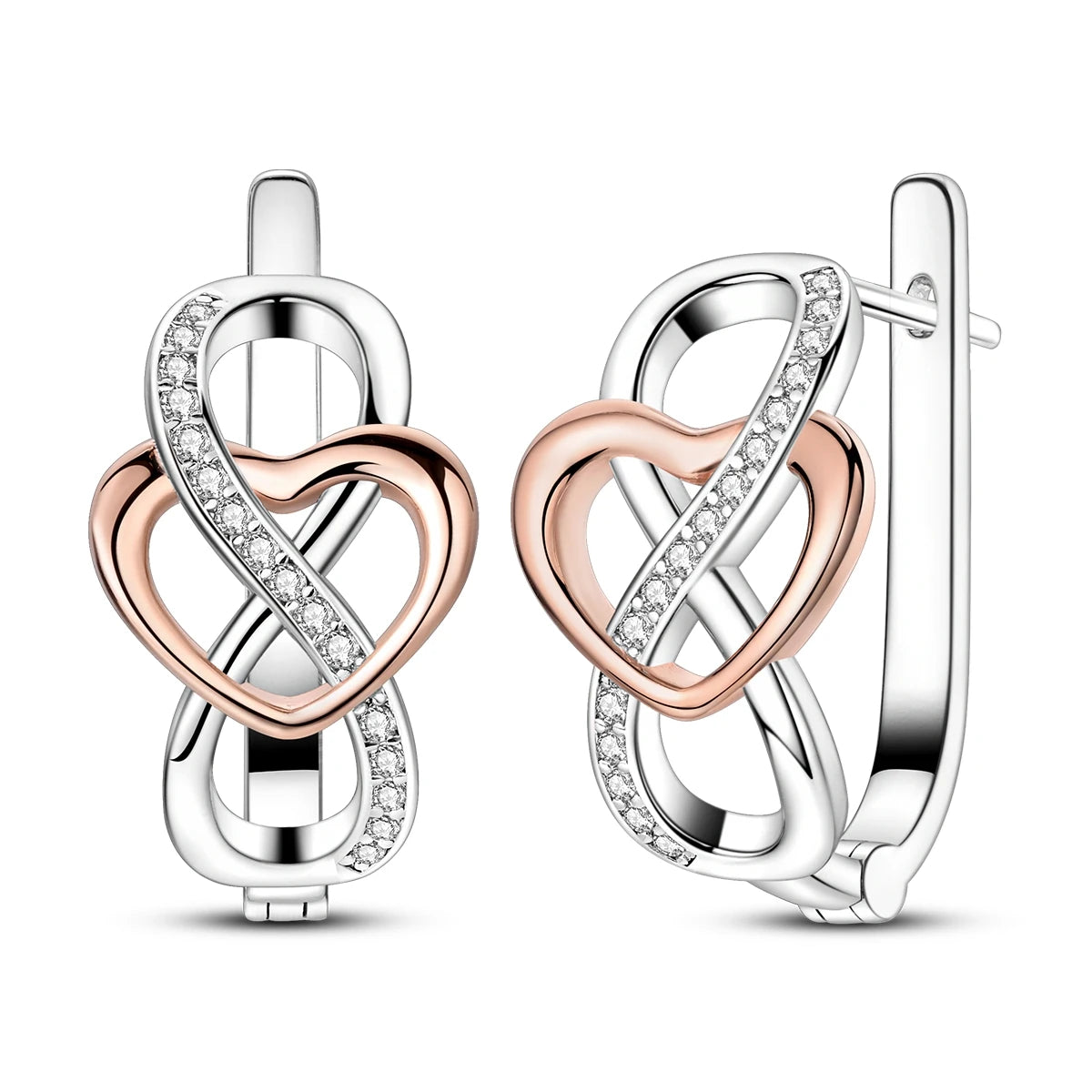 MULA 925 Sterling Silver Hoop Earrings Eternal Infinite Love French Earrings For Women Girls Wedding Party Fashion Jewelry Gifts