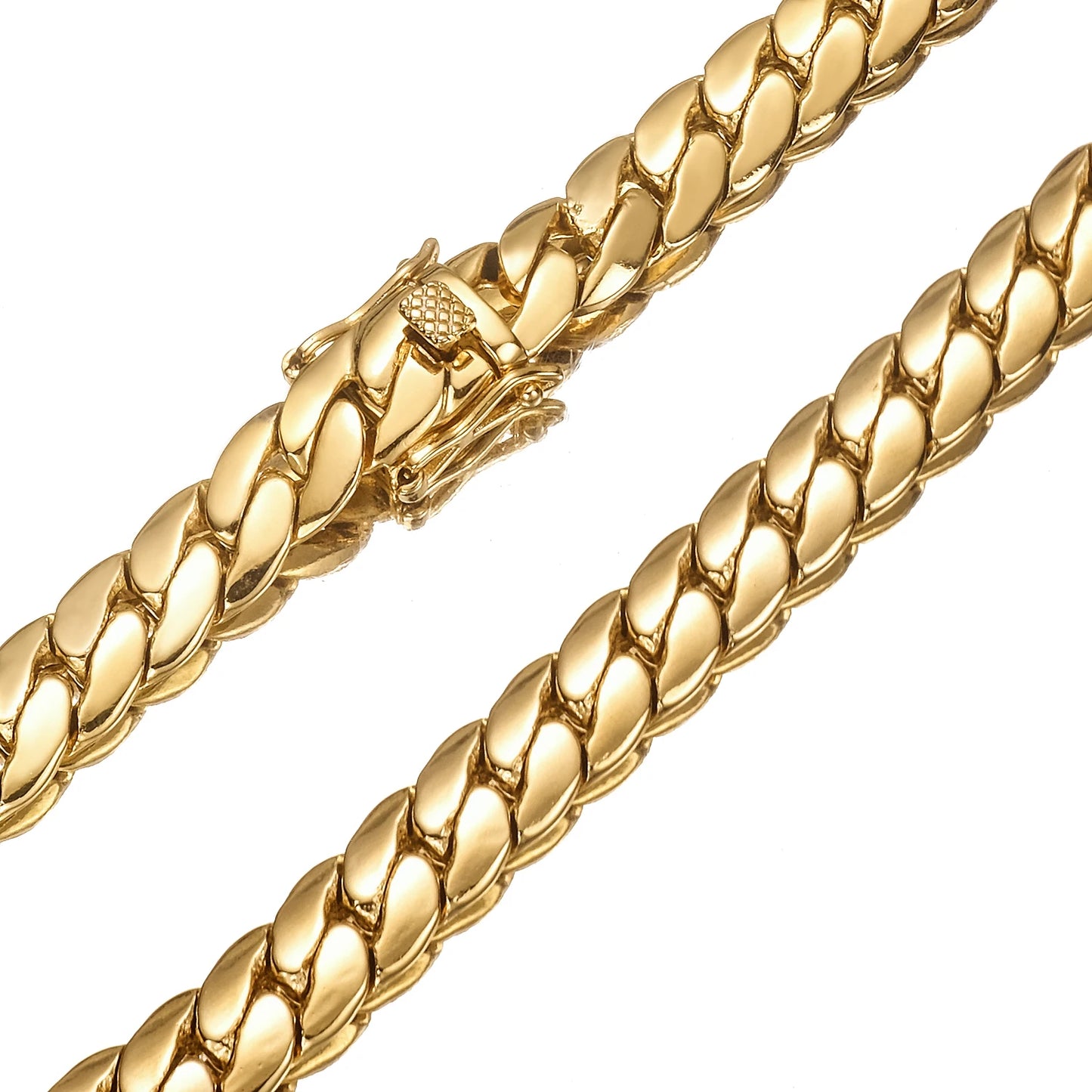 Hip Hop Bling Gold Color Cuban Link Chain Necklaces Tank Chain Men's Whip Chain Necklace Men Rapper Jewelry Drop Shipping