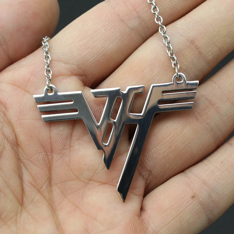 Hot VH Charm Eddie Van Halen band Logo Stainless Steel Pendant Necklace Jewelry 24" Chain US STOCK