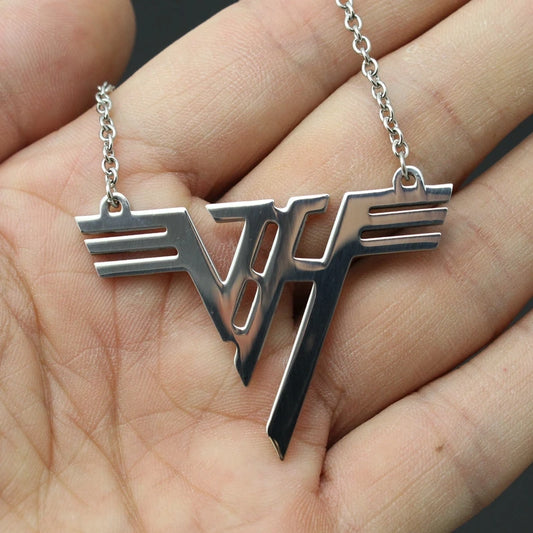 Hot VH Charm Eddie Van Halen band Logo Stainless Steel Pendant Necklace Jewelry 24" Chain US STOCK