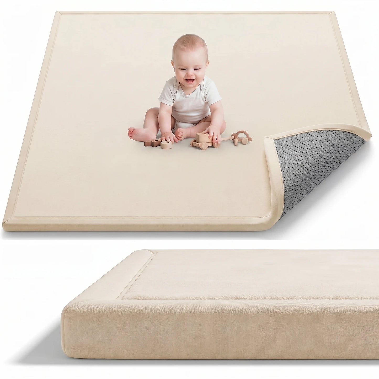 Goyuu Baby Play Mat for Floor Playpen Mat 1.3" Thick Elasti-Foam Padded Cushioning Non-Slip Playroom Tatami-Style Nursery Mat for Tummy Time & Crawling for Babies Toddlers Infants