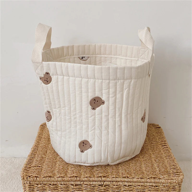 Cute Bear Embroidery INS Baby Bag Diaper Bag Caddy Nappy Cart Mummy Maternity Bag for Newborn - Storage Organizer for Toys And D