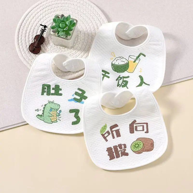 3Pcs Cotton Soft Baby Adjustable Bibs Infant Bib Newborn Burp Cloths Bandana Scarf for Kids Boy Girls Feeding Saliva Towel