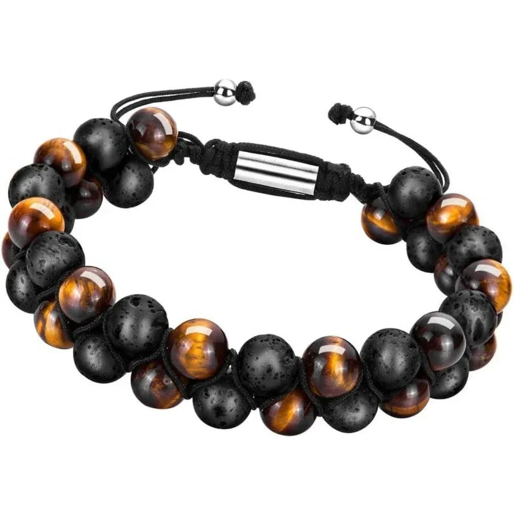 Bead Chakra Bracelets for Men and Women, Double-layered Healing Yoga Crystals Beaded Bracelet, Natural Stone Mens Bracelet for