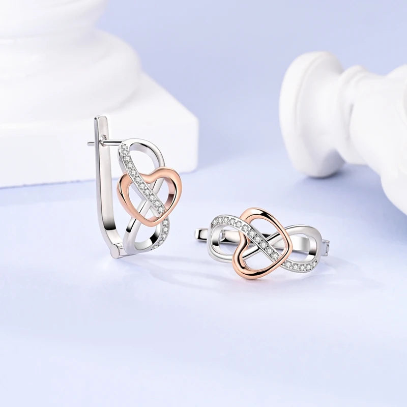 MULA 925 Sterling Silver Hoop Earrings Eternal Infinite Love French Earrings For Women Girls Wedding Party Fashion Jewelry Gifts