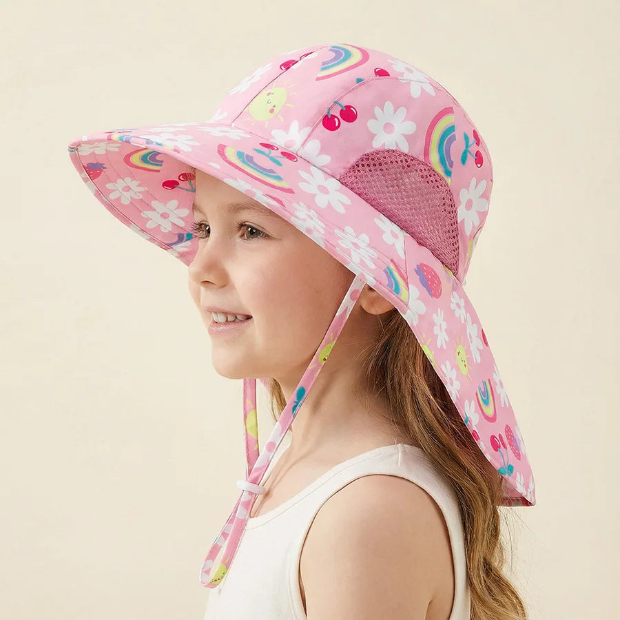 Side Net Fabric Children's Sun Hat with Side Mesh, Sun Hat for Protection From The Sun, Sunshade Shawl Hat, Original Large Brim