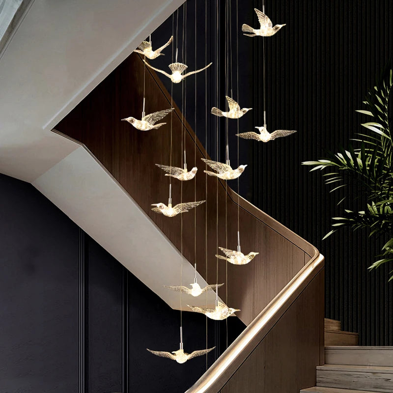 Led Bird Pendant Lamp Home Decoration Lighting Hanging Lamp Design Loft Living Room Showroom Apartment Ceiling Villa Chandelier