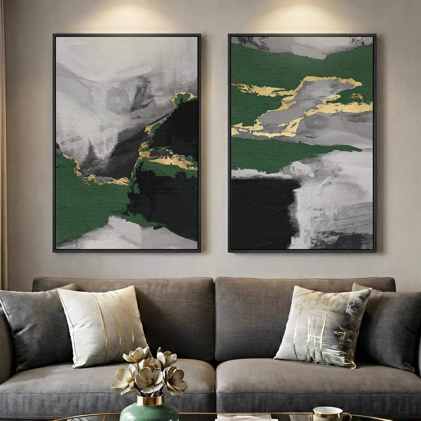 Framed Neutral Abstract Wall Art Set of 2, Black Beige Modern Canvas Prints Paintings Artwork for Walls, Minimalist Block Lines Pictures for Living Room, Dining Room, Bedroom Wall Decor 16x24 In