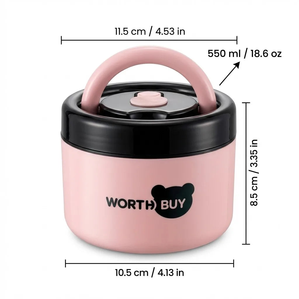 304 Stainless Steel Insulated Lunch Box With Handle Portable  Leak-proof Double Layer Bento Box For Kids Students Microwave Safe
