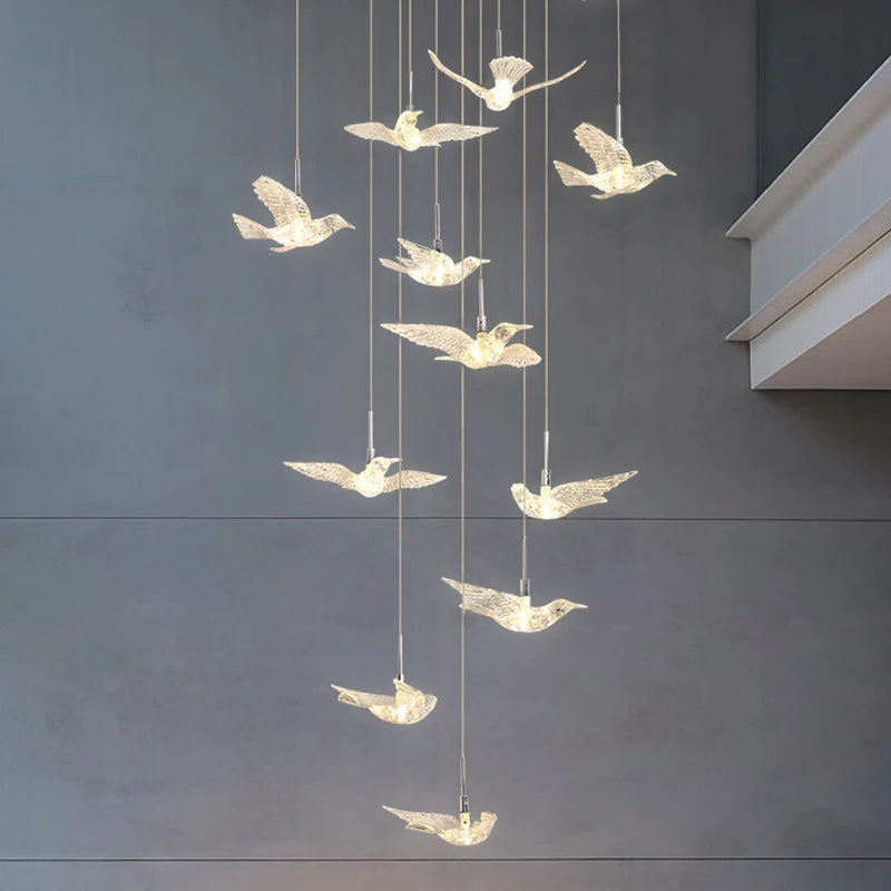 Led Bird Pendant Lamp Home Decoration Lighting Hanging Lamp Design Loft Living Room Showroom Apartment Ceiling Villa Chandelier