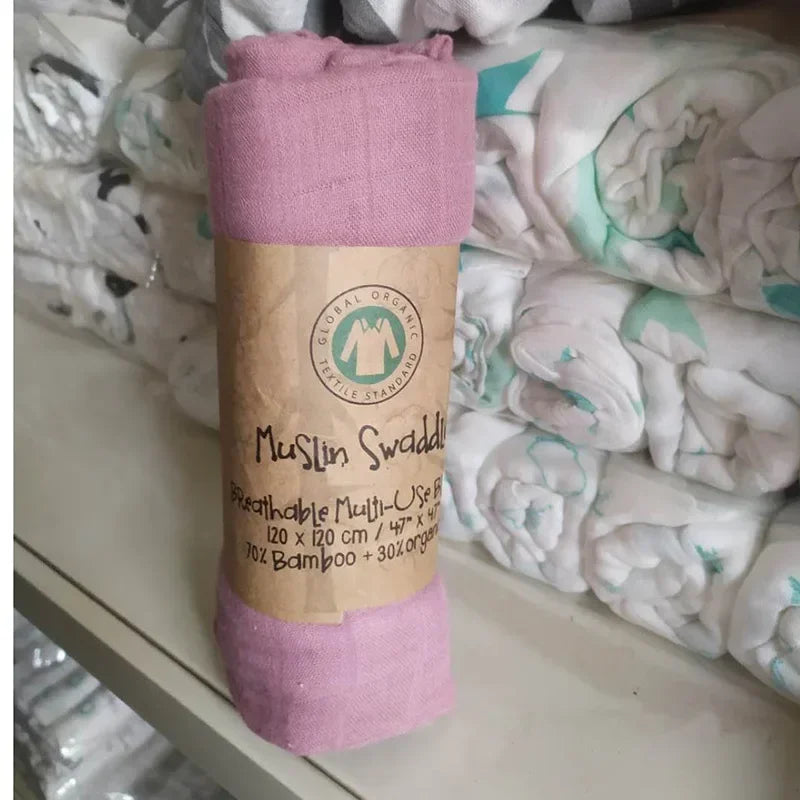 Baby Swaddle Bamboo Cotton Blanket Wrap Gauze Feeding Scraf Burp Cloths Bath Towel Baby Swaddle Small Size Solid Color BabyStuff