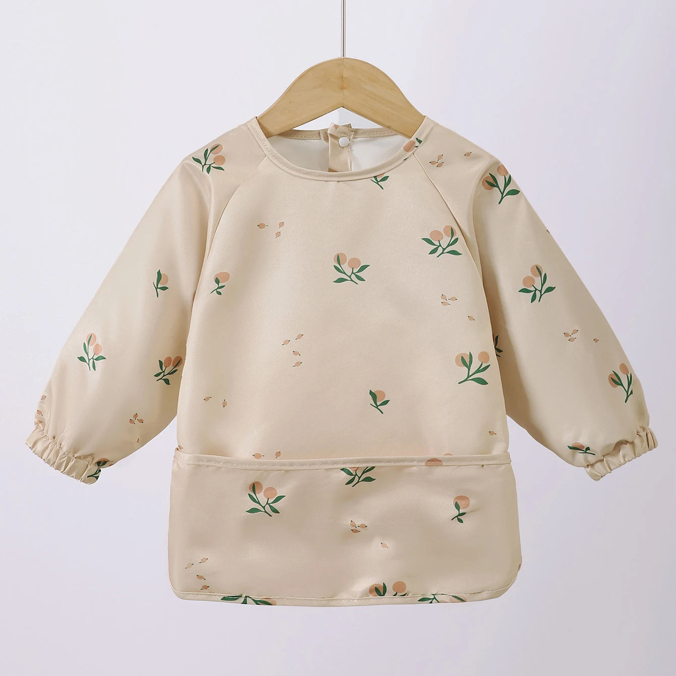 Danish children's long sleeved reverse dressing baby eating clothes bib super soft waterproof baby eating bag anti dirty feeding