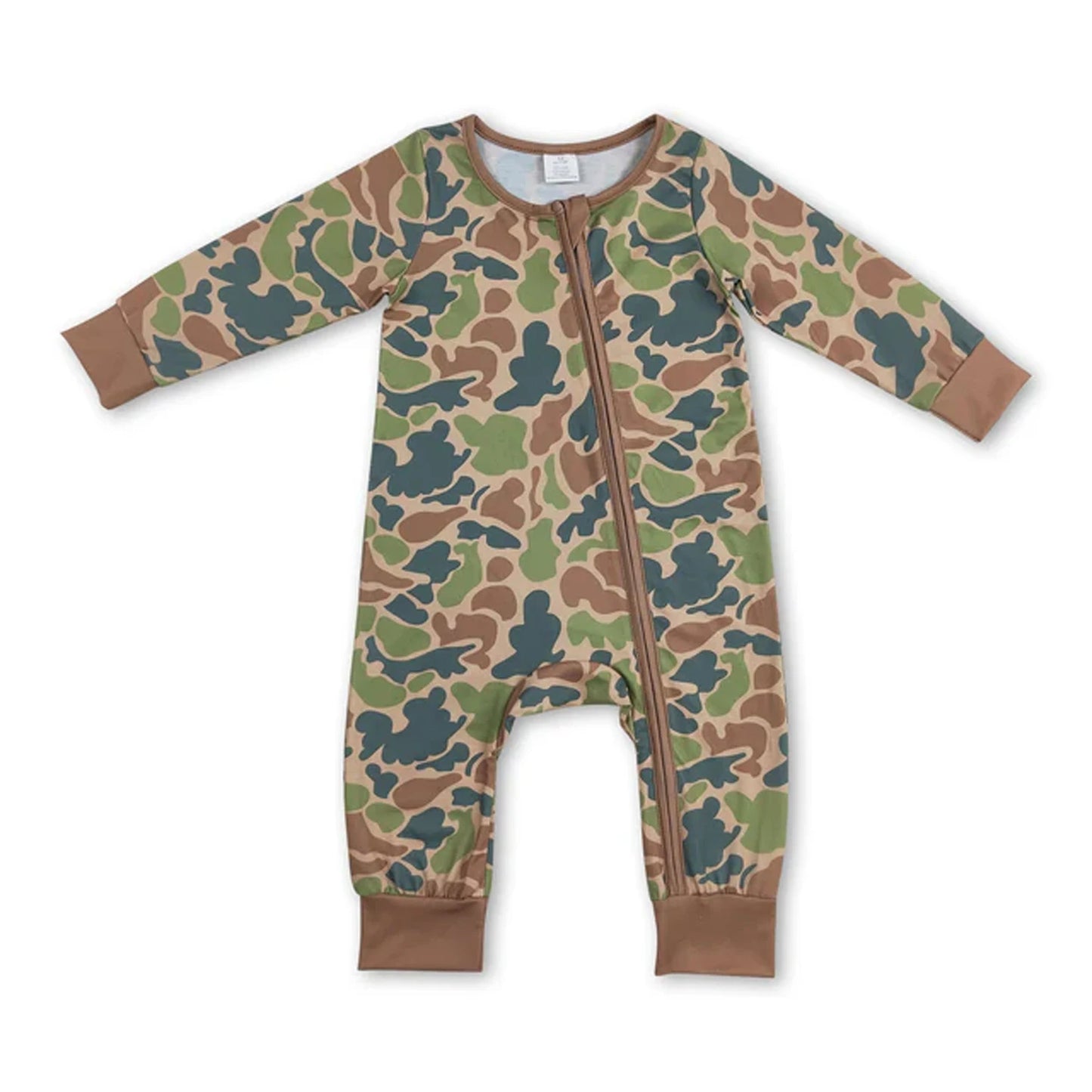 All Over Print Bamboo Baby Zipper Romper Long Sleeve Infant Sleeper Jumpsuit Hunting Camo Floral Newborn Sleepwear