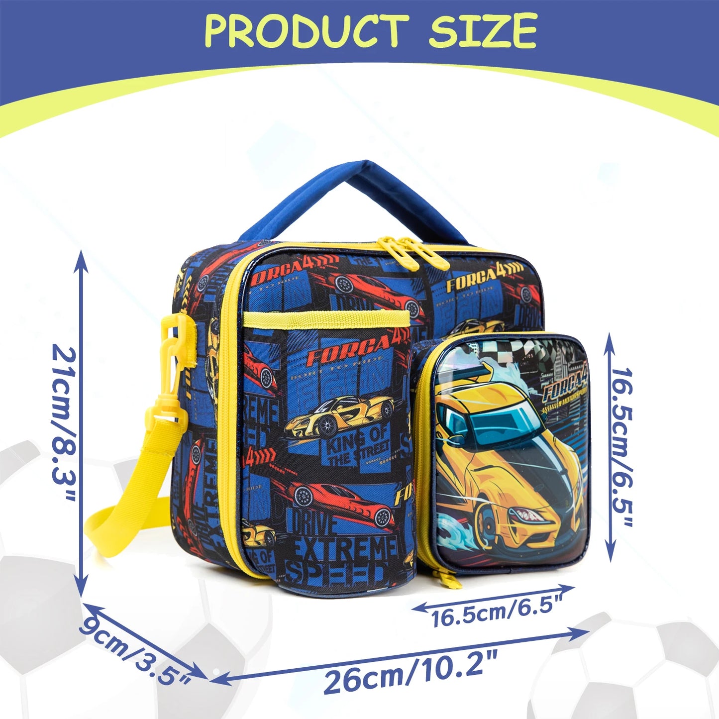MYHSBYO Primary School Lunch Bags for Boys Complete Kit Handbags for Boys Lunch Box with Bottle Pockets Lunch Accessories for Kids