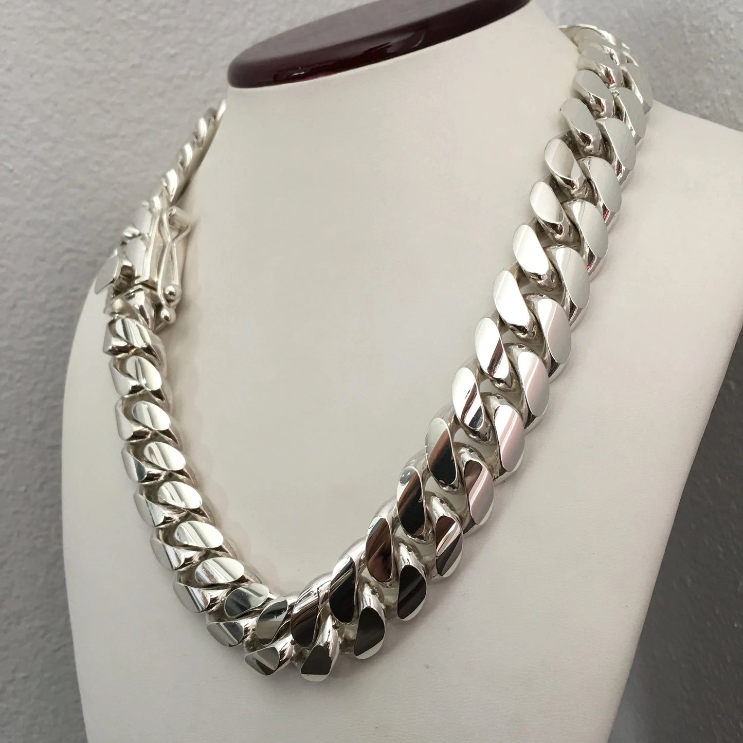 1pc 22mm Big Heavy Rhombus Cuban Link Chain Necklaces for Men Hip Hop Bling Rapper Jewelry  Silver Color