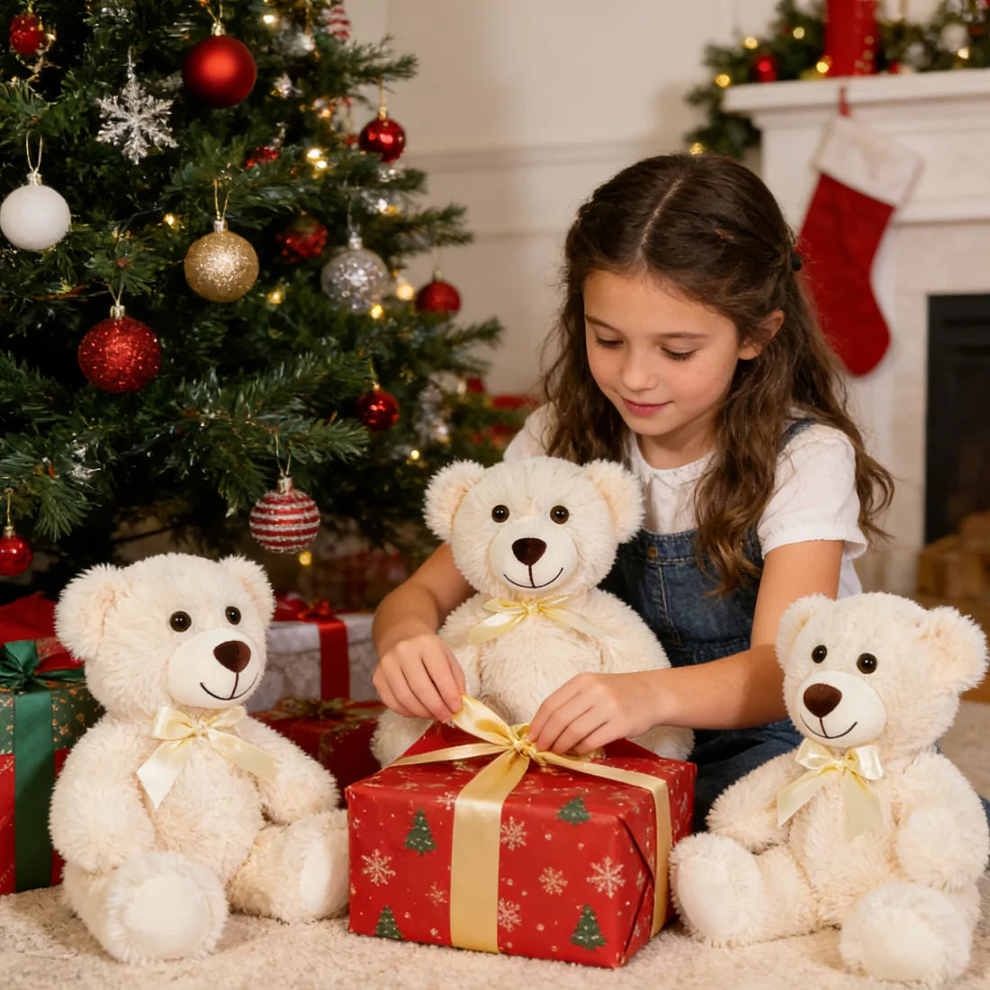 Teddy Bear 13.5 Inch Stuffed Animals Plush Toys 3 Cream Stuffed Bears for Girls Perfect Gift for Girlfriend Birthday Gift Valentine's Gift
