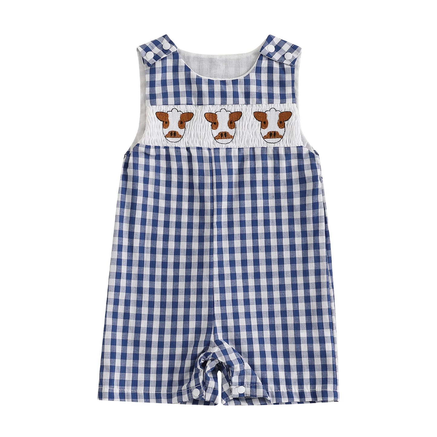 New Baby Boy Romper Cute Embroidered Sleeveless Buttons Short Jumpsuits 2026 Summer Toddler Overalls 0-18M