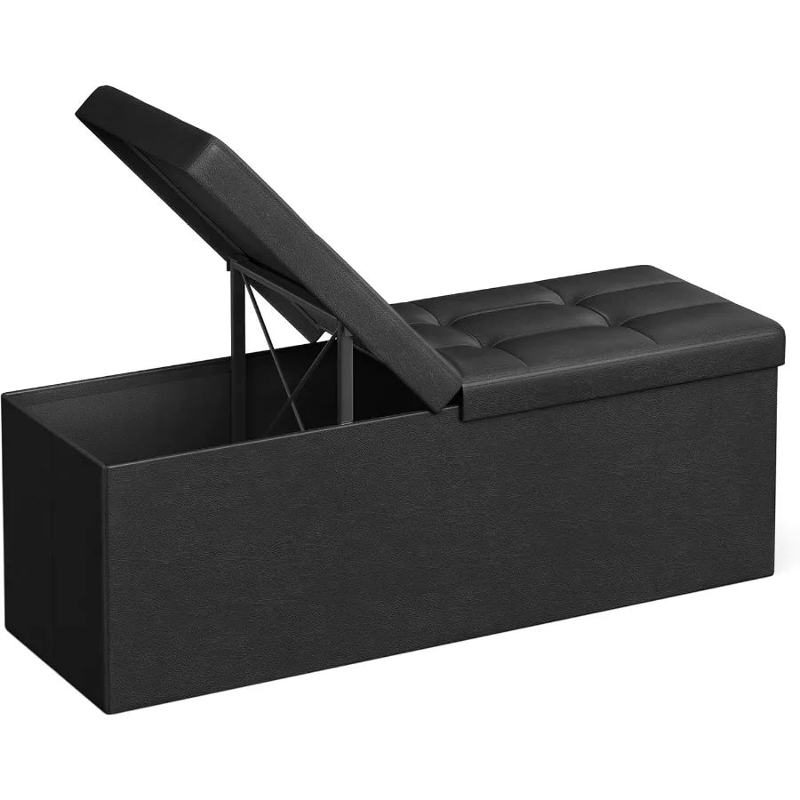 Collection - 43 Inches Storage Ottoman Bench With Flipping Lid, Storage Chest With Iron Frame Support, Load 660 L