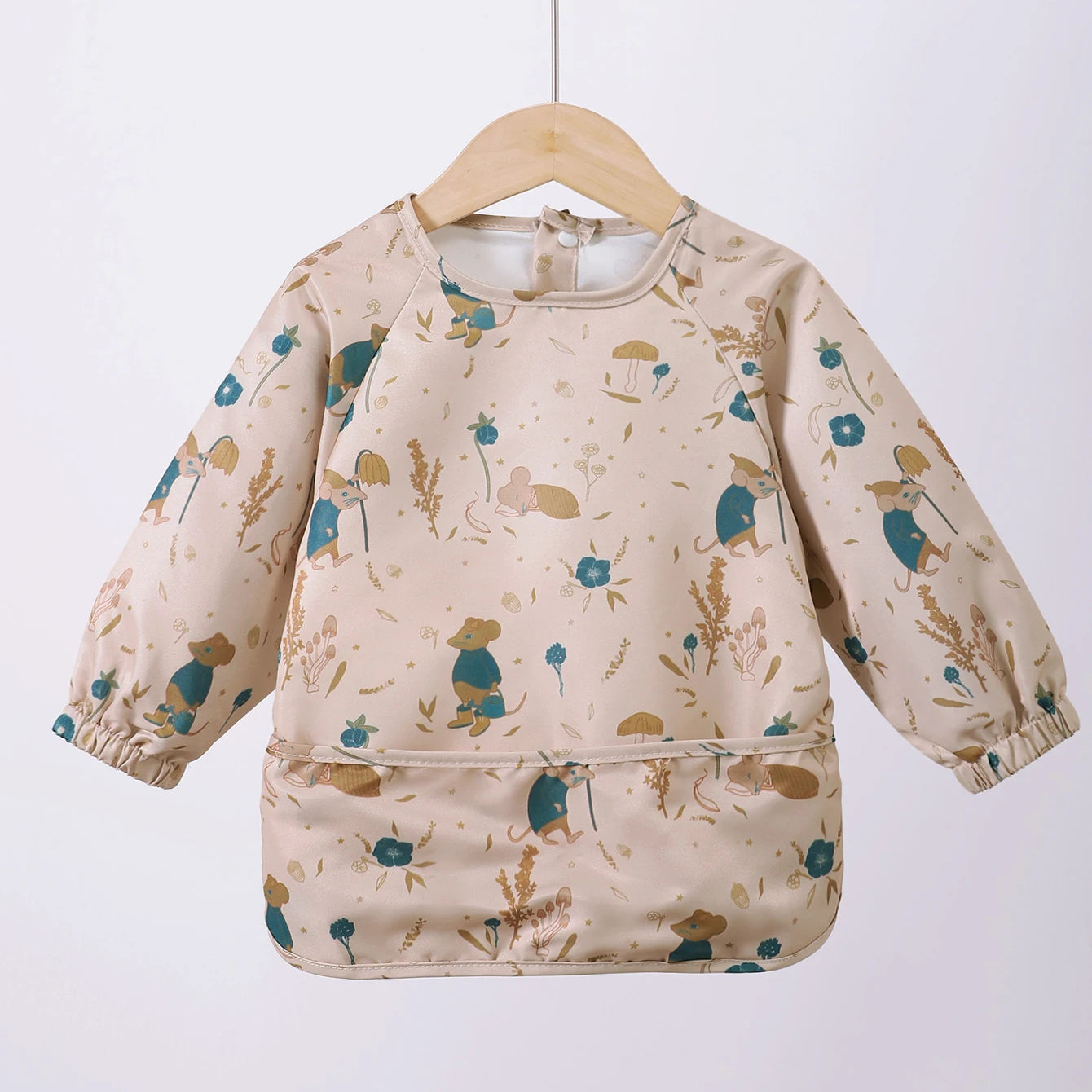Danish children's long sleeved reverse dressing baby eating clothes bib super soft waterproof baby eating bag anti dirty feeding