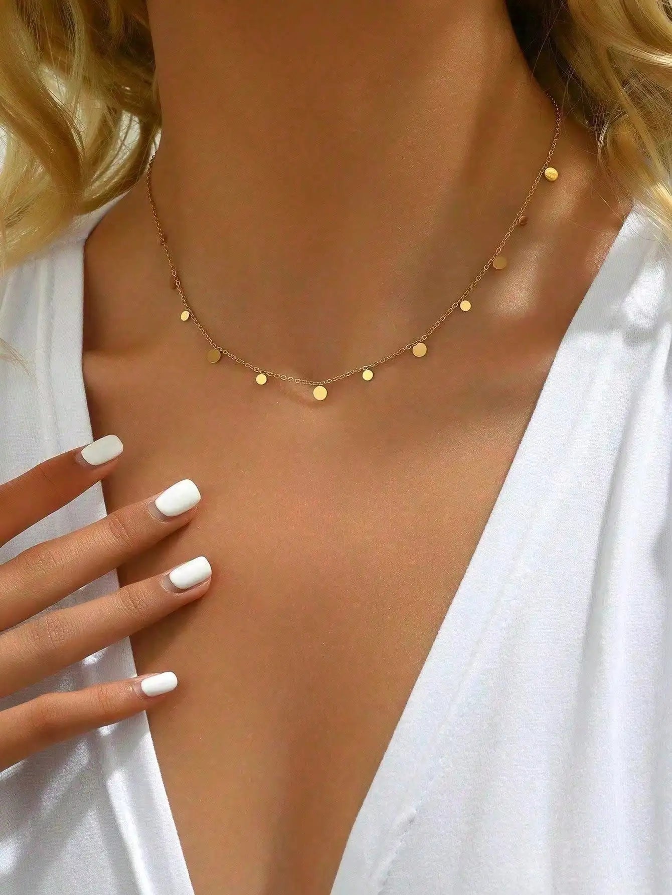1 Pair Fashion Heart-Shaped Pig Nose Clasp Minimalist Versatile Stackable Stainless Steel Necklace Bracelet Chain For Women