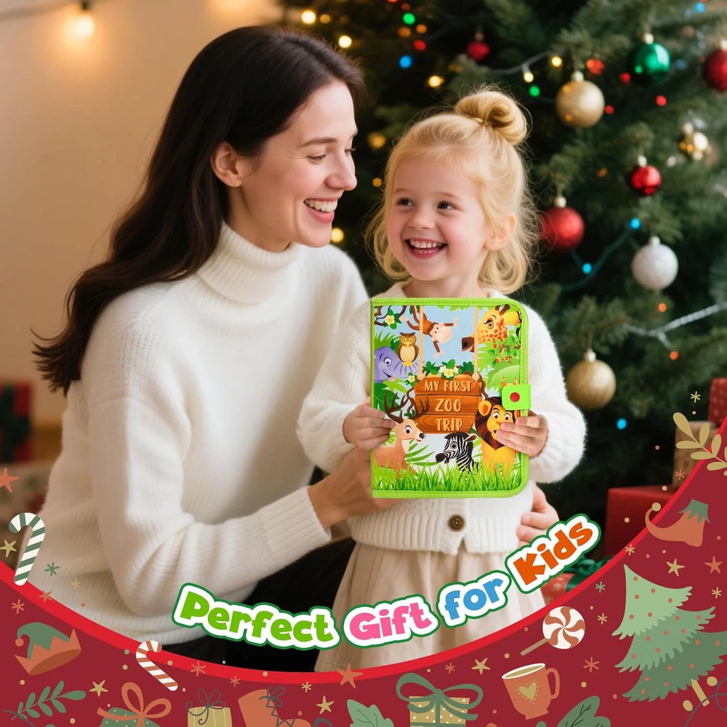 Children's baby Early Education Intelligence Learning baby Toys Felt Learning Board, Busy Board, Busy Book, Cloth Book, Including Life Skills, Alphabet, Numbers, Shapes Colors, Animals, Weather, Toddler Travel Toys, Birthday