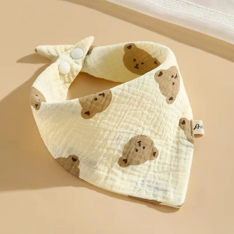 6pcs Cotton Baby Bibs Triangle Scarf 4-layer Gauze Newborn Saliva Towel Anti-spitting Milk Muslin Burp Cloth Babies Accessories