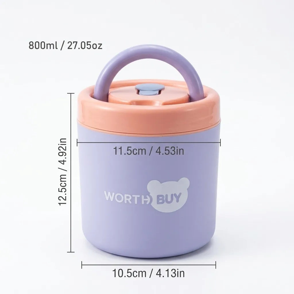 304 Stainless Steel Insulated Lunch Box With Handle Portable  Leak-proof Double Layer Bento Box For Kids Students Microwave Safe