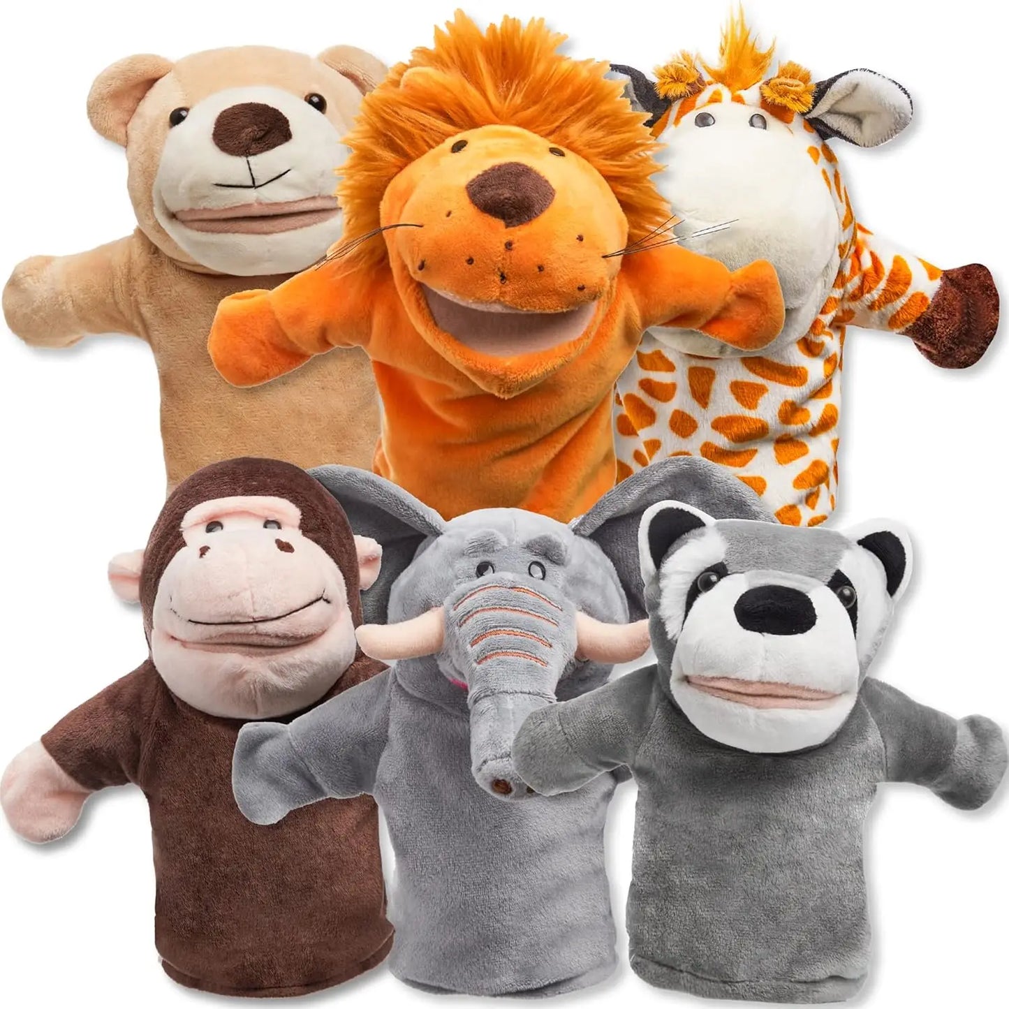 6Pcs Kids Hand Puppet with Mouth Toddler Animal Plush Toy for Show Theater Kids Birthday Gifts Easter Basket Stuffers
