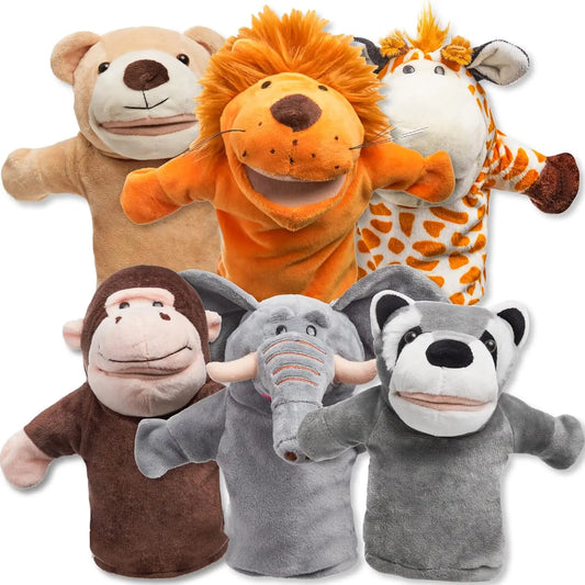 6Pcs Kids Hand Puppet with Mouth Toddler Animal Plush Toy for Show Theater Kids Birthday Gifts Easter Basket Stuffers