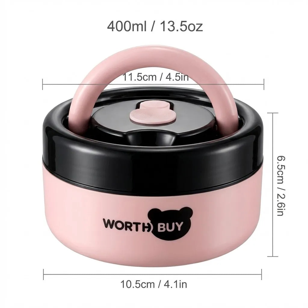 304 Stainless Steel Insulated Lunch Box With Handle Portable  Leak-proof Double Layer Bento Box For Kids Students Microwave Safe