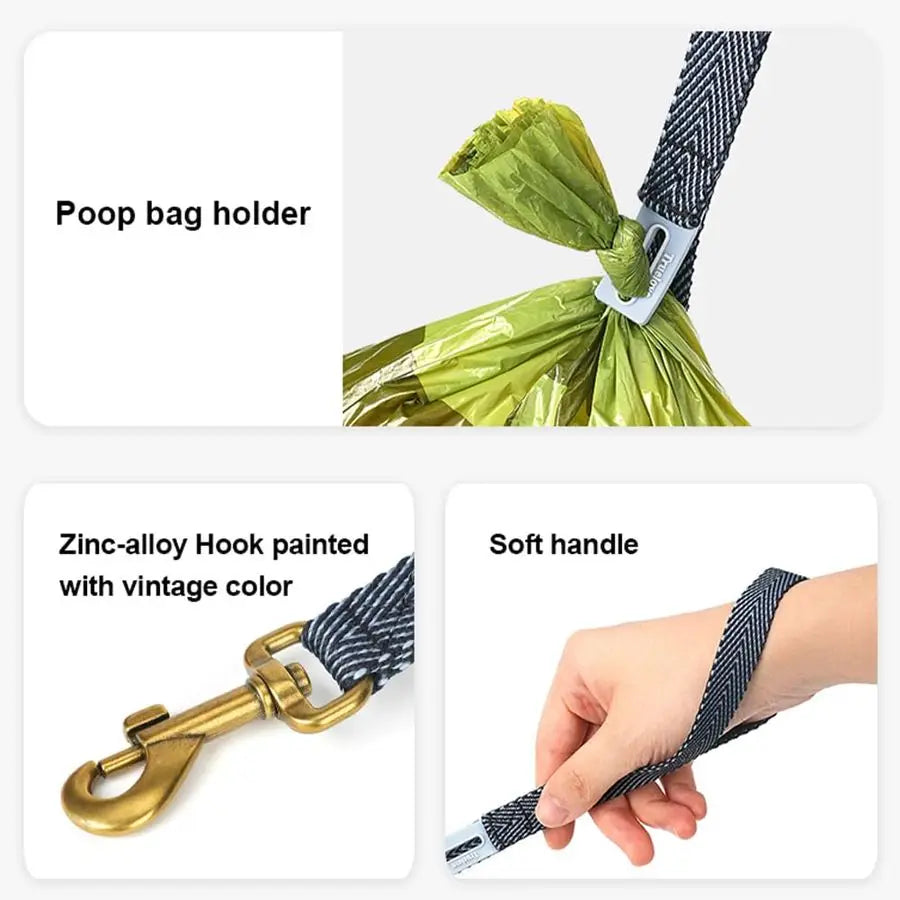 Dog Harness Leash with Poop Bag Holder Escape Proof Pet Vest for Outdoor Walking Lightweight Collar and Leash Set for Small Medi