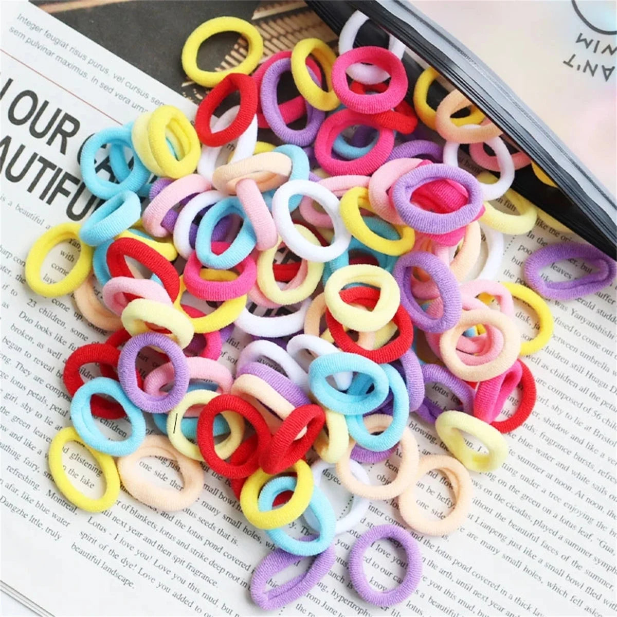 100Pcs Girls Elastic Hair Ties Colorful Nylon Small Hair Tie For Teen Ponytail Holder Scrunchie Teen Hair Accessories