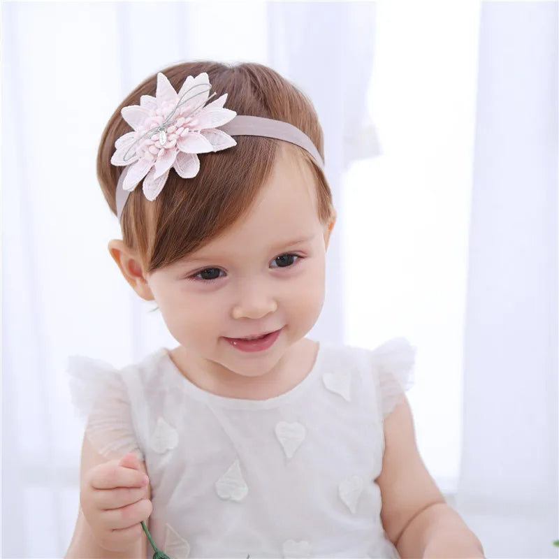New Vintage Girls Pearl Headband Vintage Baptism Headband Rhinestone Baby Headwear baby hair accessory First Birthday Costume