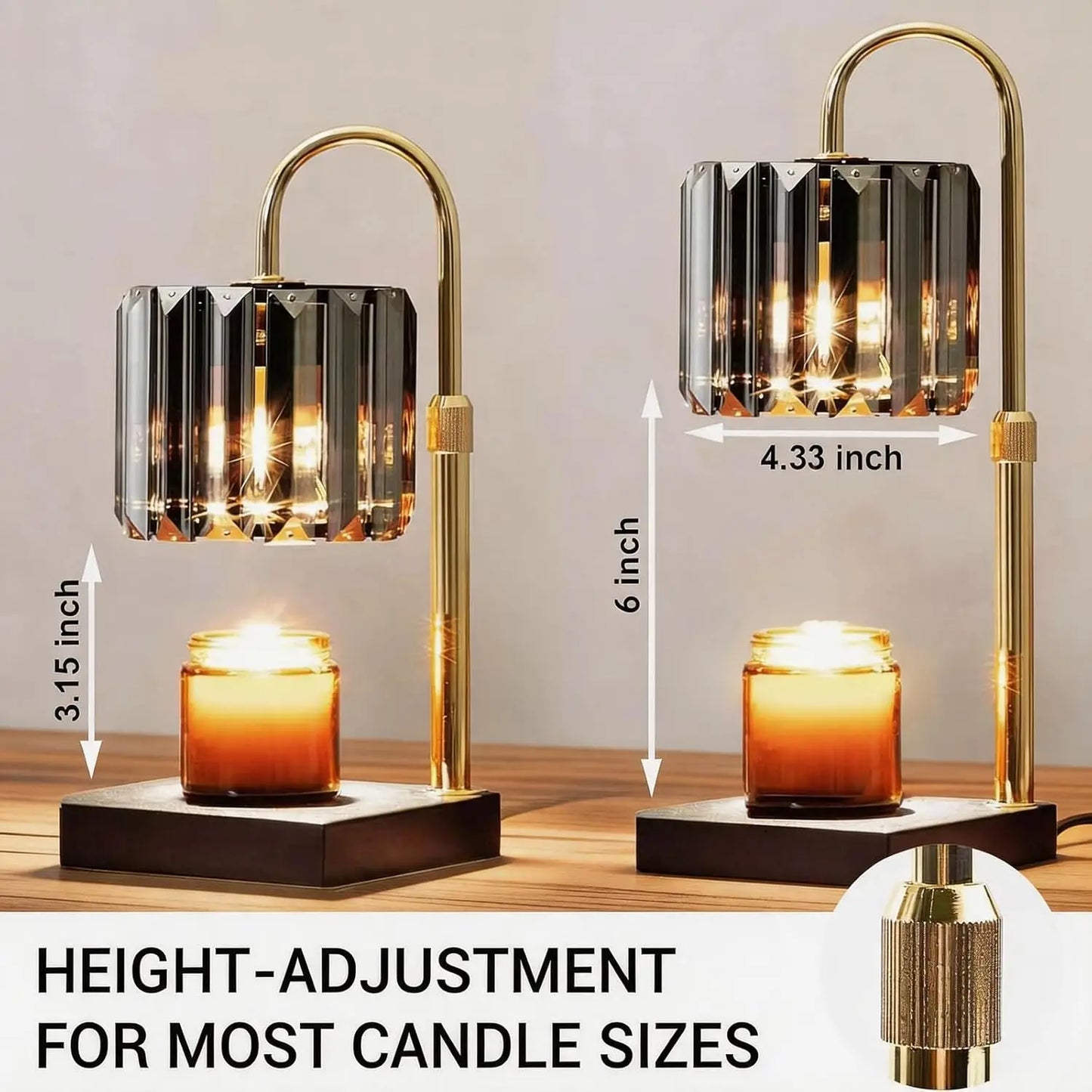Candle Warmer Lamp with Timer Dimmable Height Adjustable for Home Decor Gift for Women Mom Black