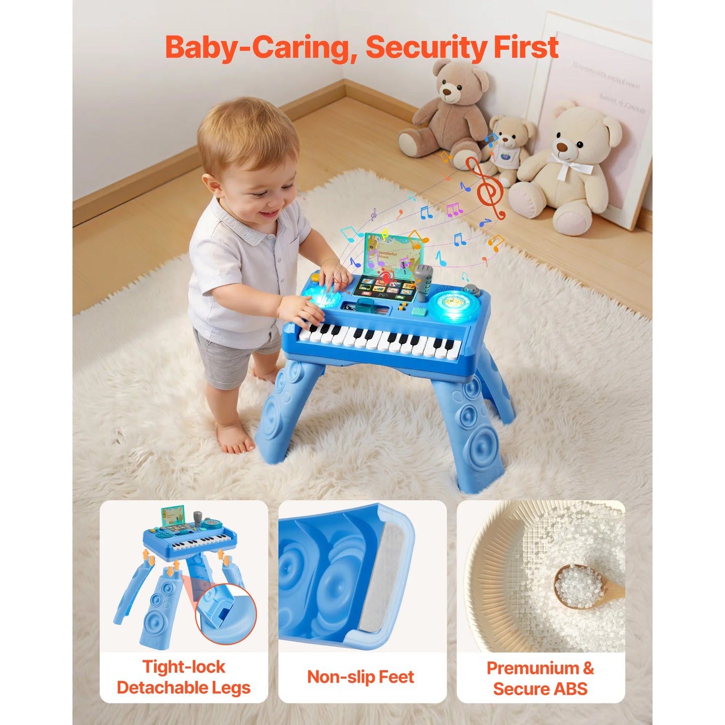 SucceBuy Baby DJ Playset for Toddlers with 133 Sound Sources Recording and LED DJ Turntable Baby Activity Table for Birthday
