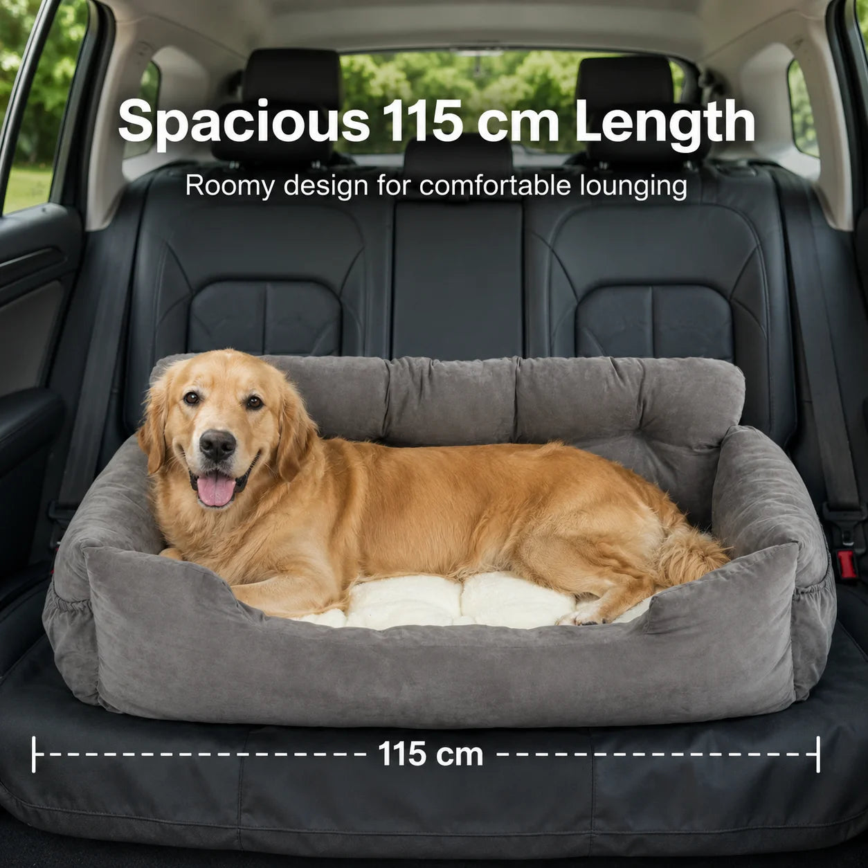 Pet Car Seat, Portable Dog Booster Seat with Safety Leash & Storage Pockets, Waterproof Travel Cat Bed for Small/Medium/Large Dogs