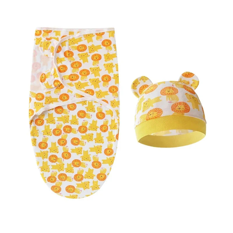 Pure cotton skin-friendly newborn baby wrap, easy to wear with, easy to change diapers, with a cap, give baby more protection