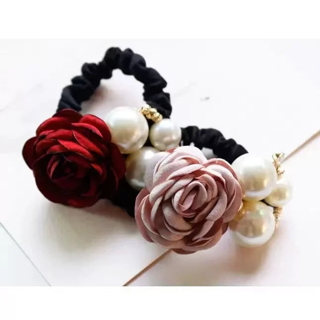 2/3/4 piece Korean fashion big pearl handmade camellia rose hair band headband hair accessories