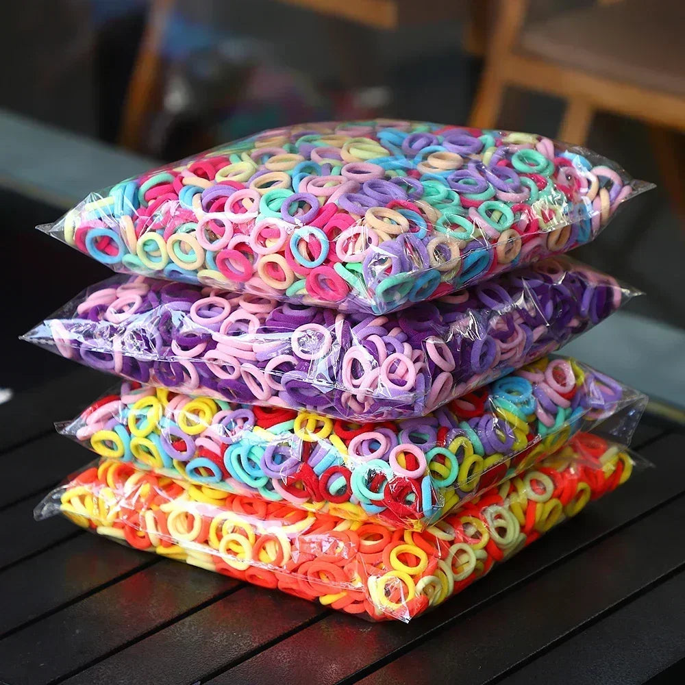 50Pcs Colorful Nylon Elastic Hair Ties for Girls Ponytail Hold Scrunchie Rubber Band Kid Fashion Hair Accessories