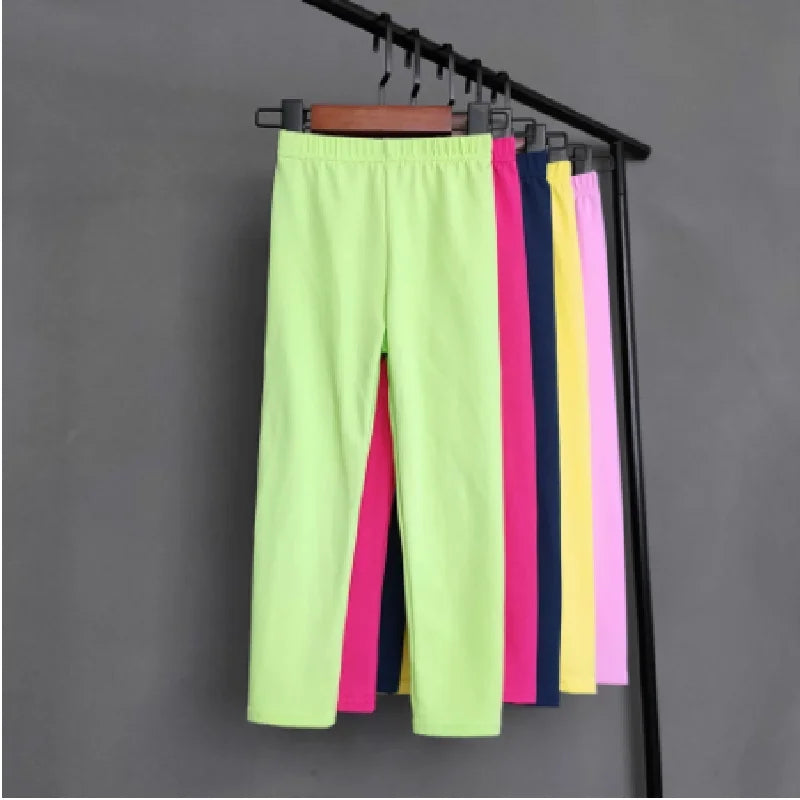 Spring Summer Baby Girls Leggings Cotton Soft Elastic Candy Color Kids Tight Pants