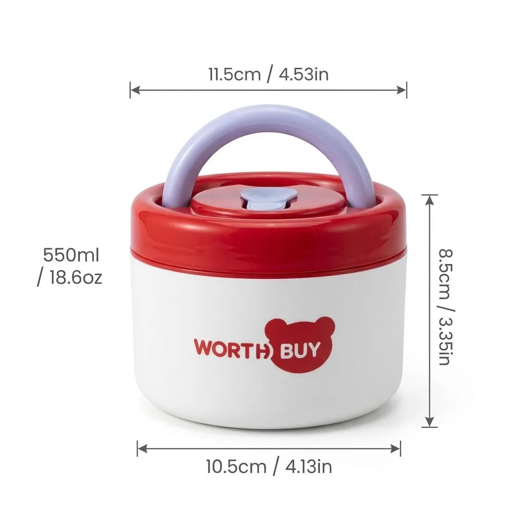 304 Stainless Steel Insulated Lunch Box With Handle Portable  Leak-proof Double Layer Bento Box For Kids Students Microwave Safe