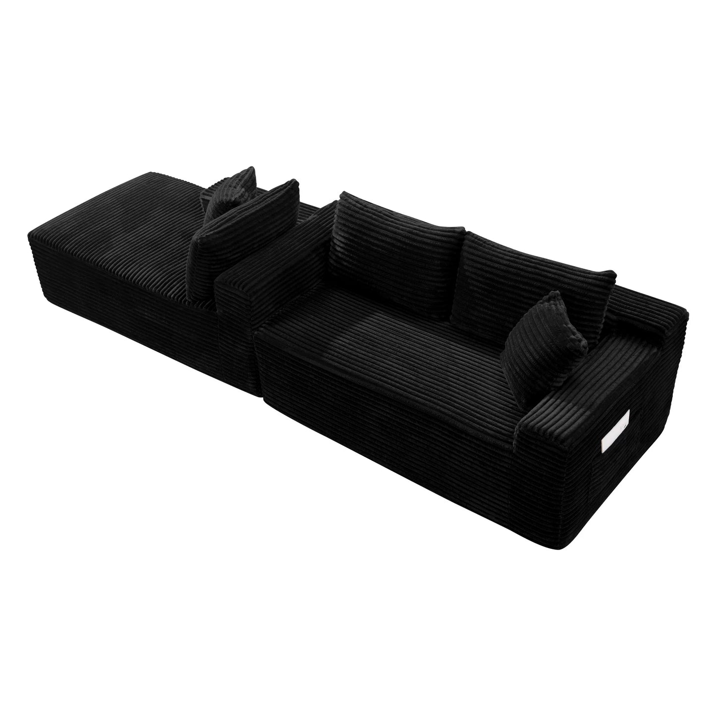 94.5" U-Shaped Sectional Sofa with Deep Seat, No Assembly Modular Cloud Couch in Corduroy Fabric with Ottoman, Space-Saving Sleeper for Living Room Bedroom Apartment