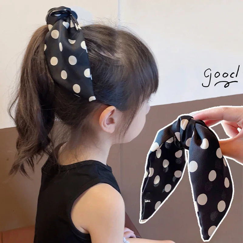 Dot Print Bow Hair Claw For Girl Bowknot Headwear Children High Ponytail Hairpins Sweet Princess Barrettes Kids Hair Accessories hair pins and clips hair pins and clips hair pins and clips