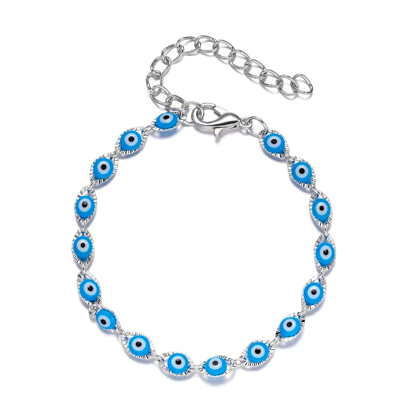 Blue Evil Eye Bracelet for Women Fashion Turkish Lucky Resin Bead Chain Adjustable Bangle Bracelet Birthday Party Jewelry Gift