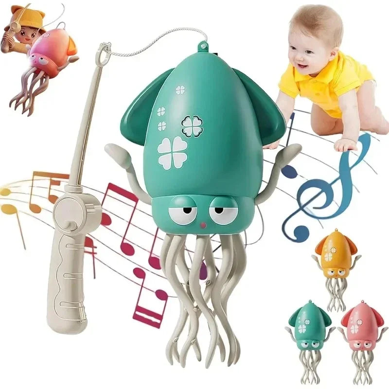 Electric Dancing Octopus Toy Pet Squid with Music Light Crawling Auto-Sensing Avoiding Obstacles Toddler Toy for Kids Xmas Gifts