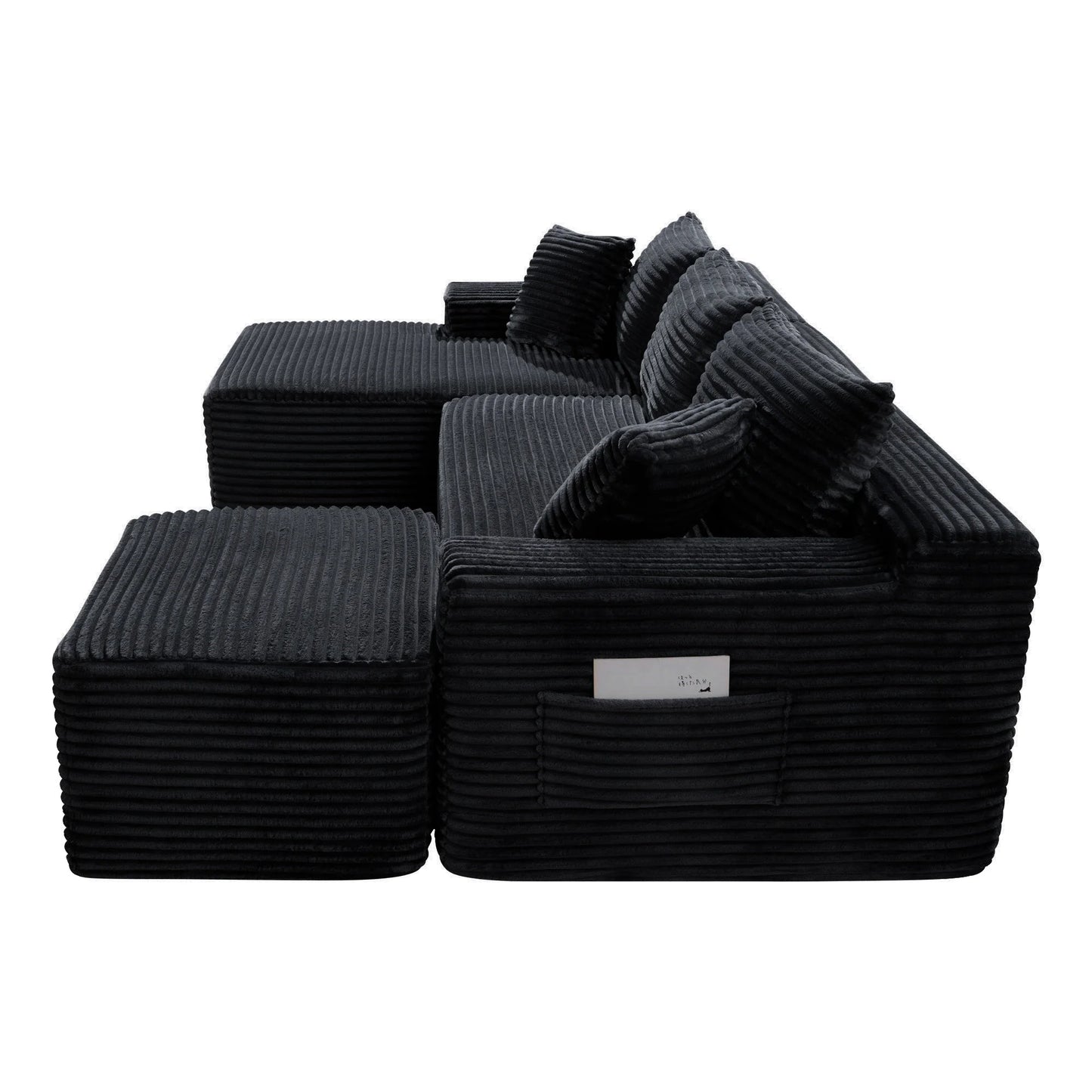 94.5" U-Shaped Sectional Sofa with Deep Seat, No Assembly Modular Cloud Couch in Corduroy Fabric with Ottoman, Space-Saving Sleeper for Living Room Bedroom Apartment