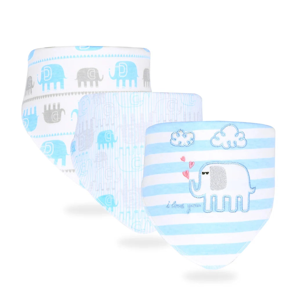 3pcs/set High Quality Baby Bibs Double Layers Cotton Infant Saliva Towel Toddler Boys Girls Cute Baby Bibs Bandanna Burp Cloth