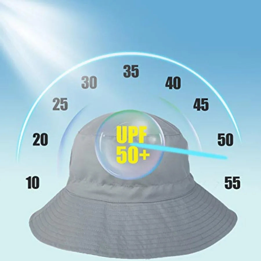 Baby Sun Hat Toddler Beach Swim Hats UPF 50+ Summer Bucket Hat Infant Wide Brim Adjustable Sun Hat for Baby Boy Girls